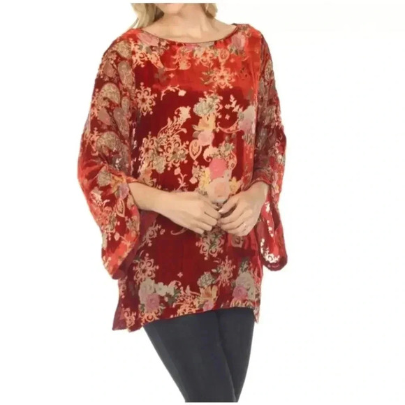 Johnny Was Paisley Kimi Velvet Floral Tunic Top Boho Chic Size xxl - Picture 3 of 7